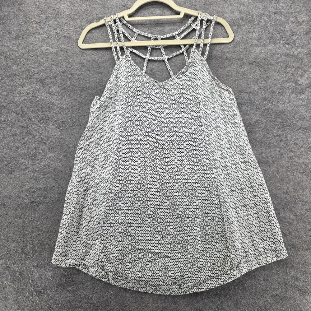 RVCA Tank Top Womens Small Black White Geometric Print Strappy Lattice WDD101MAR